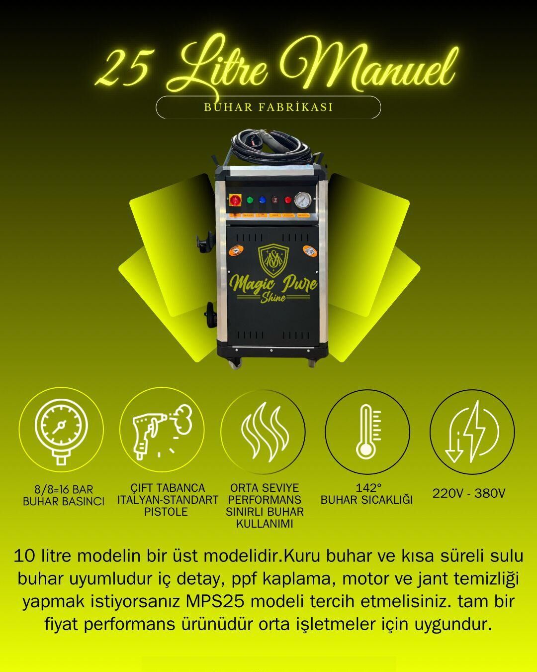 Magic Pure Shine 25 Litre MPS25 Buhar Makinesi