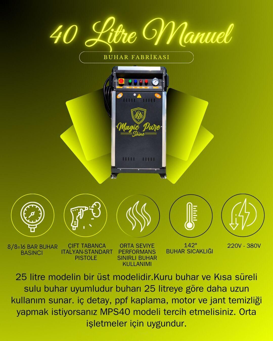 Magic Pure Shine 40 Litre MPS40 Buhar Makinesi